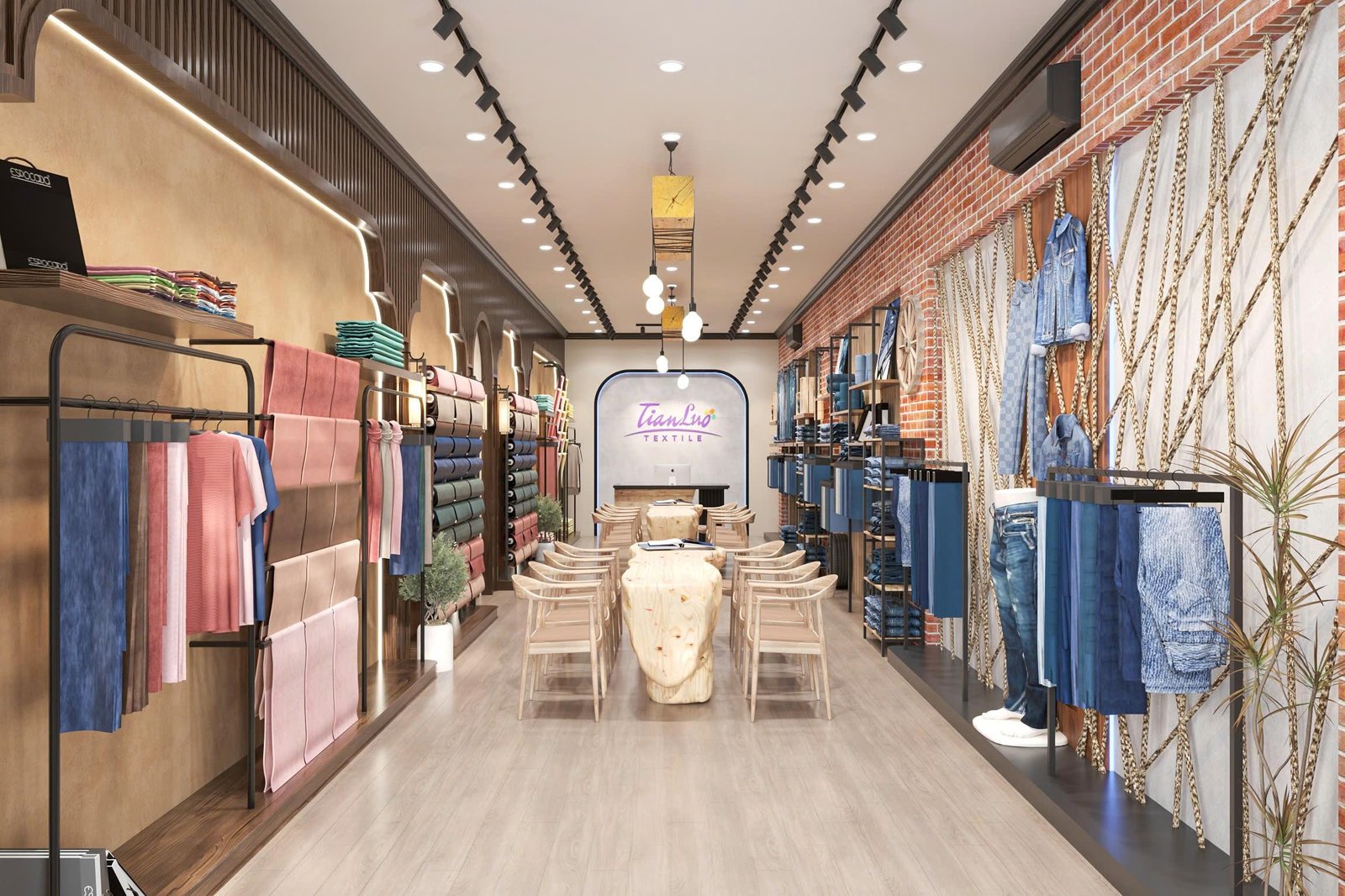 Denim fabric wall